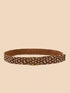 White Stuff Leather Weave Belt Tan Multi