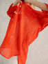 White Stuff Delilah Cotton Silk Shirt Bright Orange