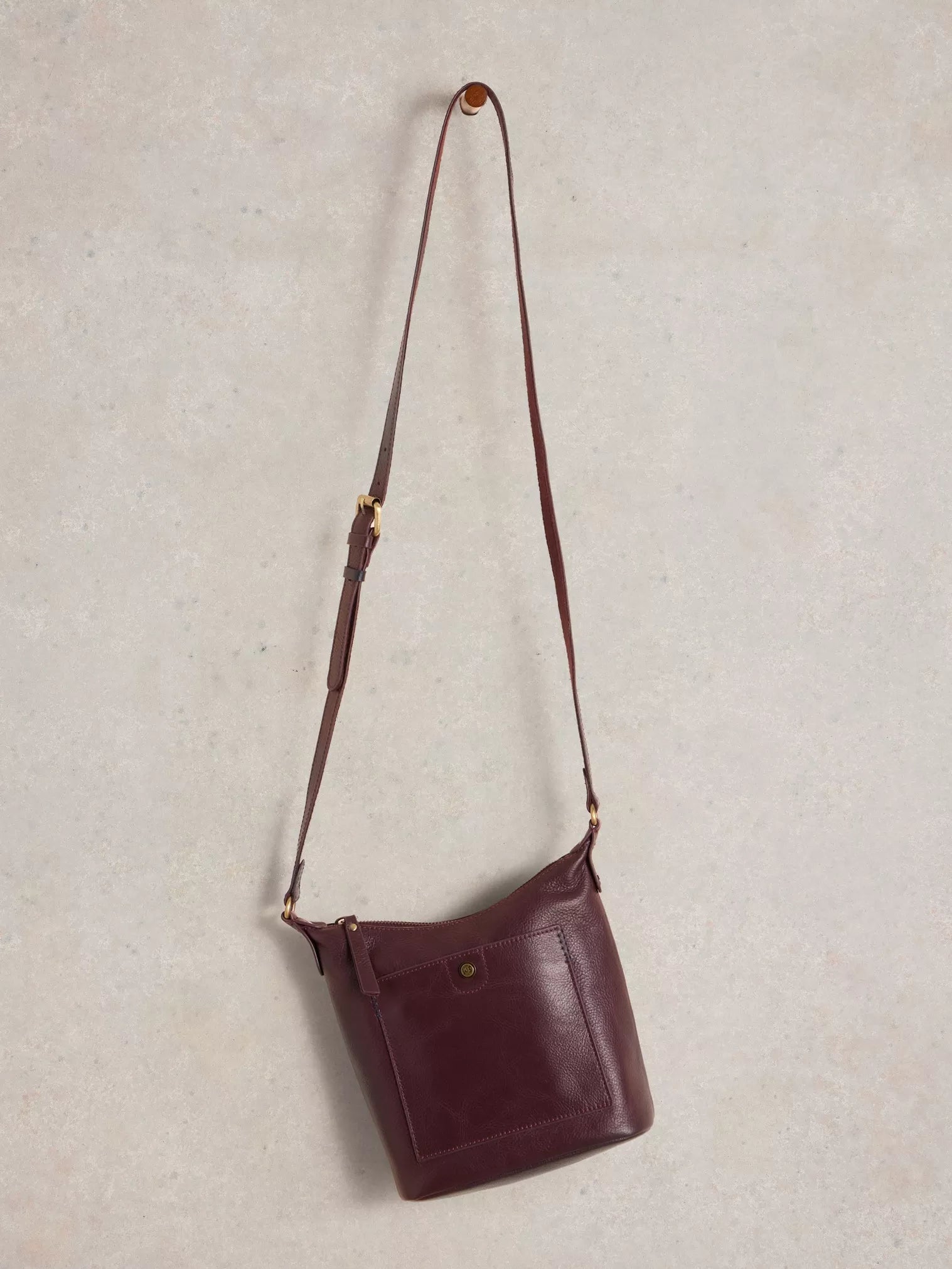 White Stuff Mini Fern Leather Crossbody Bag Dark Plum