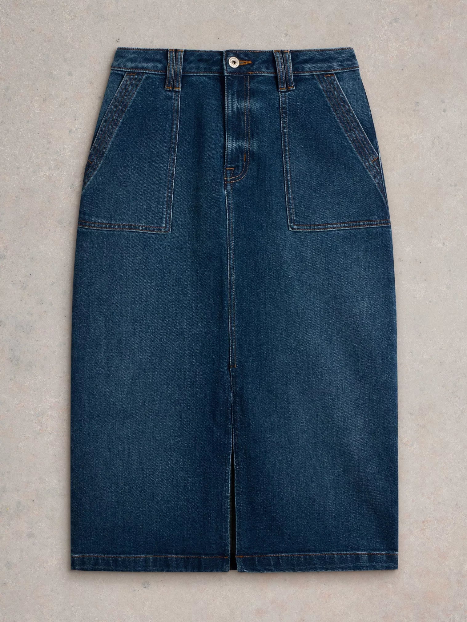 White Stuff Maren Denim Midi Skirt Mid Denim