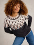 White Stuff Mono Fairisle Jumper Black Multi