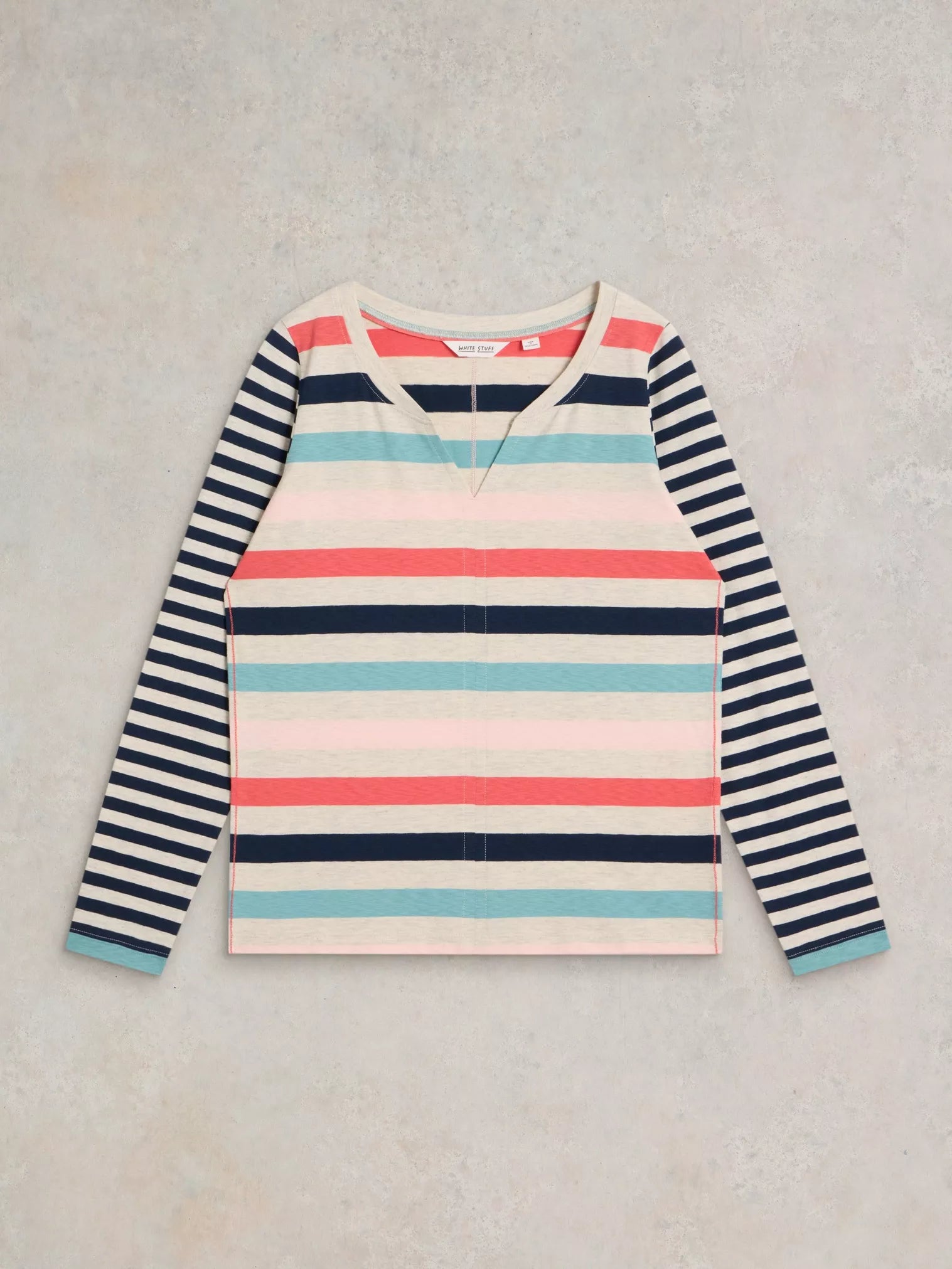 White Stuff Nelly Stripe LS Tee Natural Multi