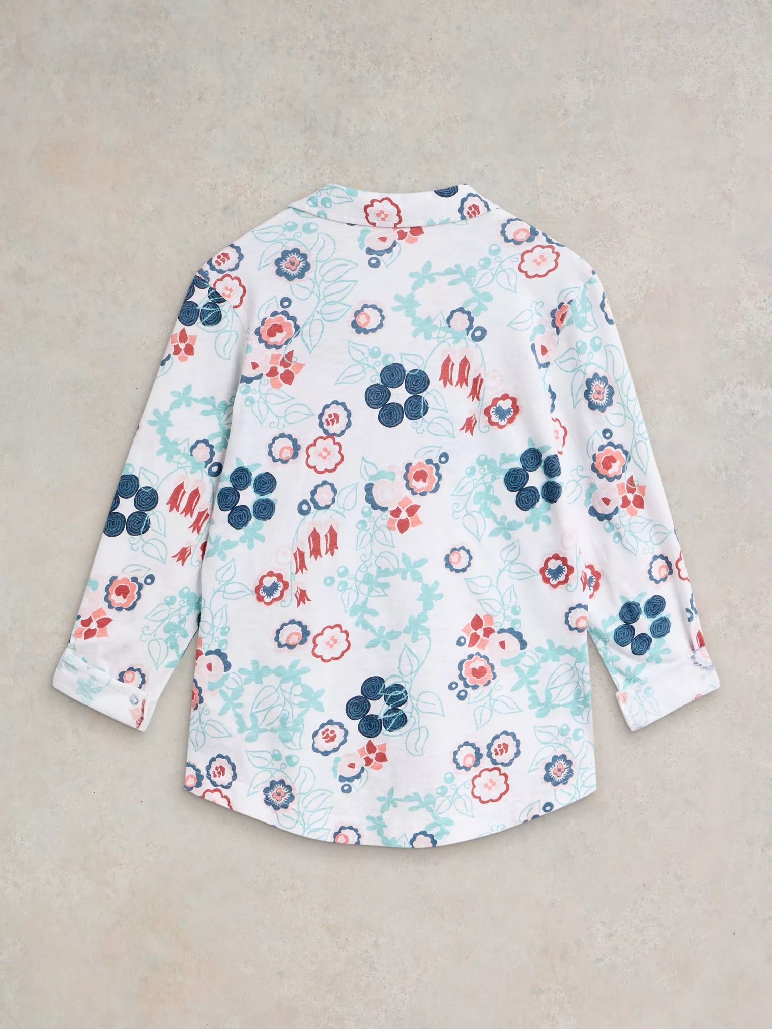 White Stuff Annie Jersey Shirt White Print