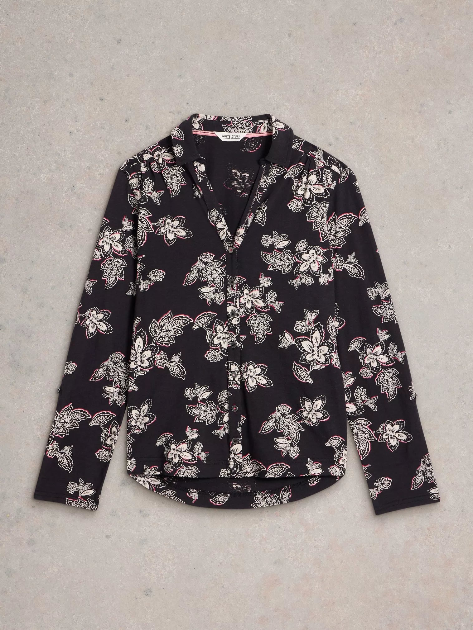 White Stuff Annie Jersey Shirt Black Multi