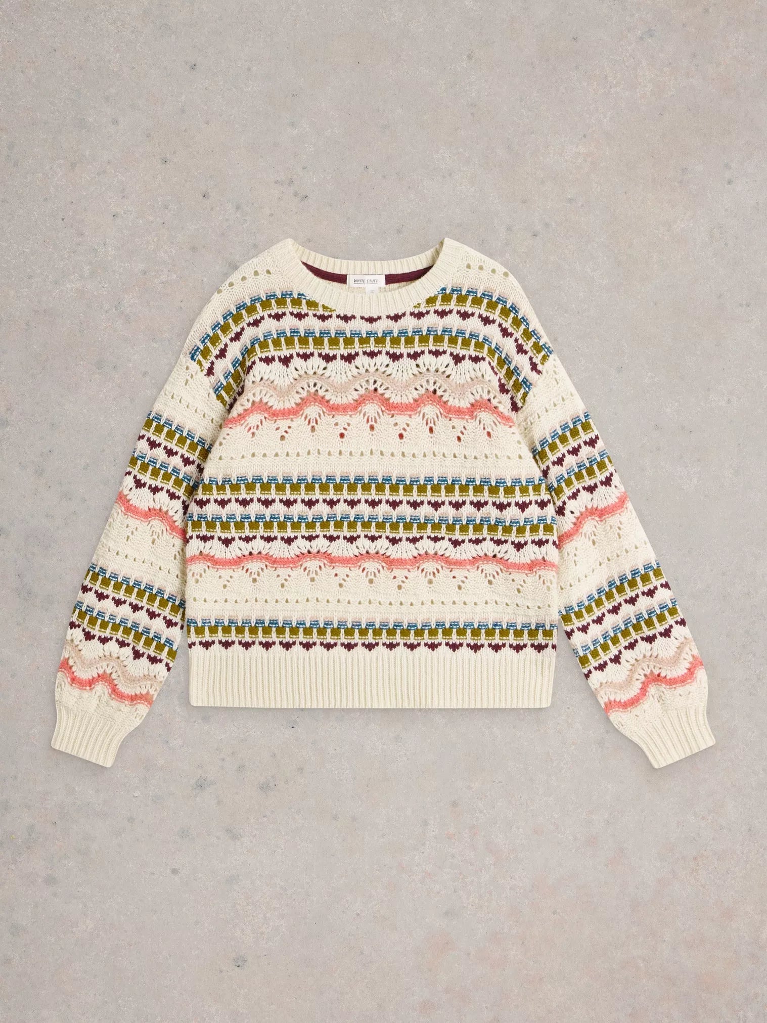 White Stuff Piper Pointelle Jumper White Multi