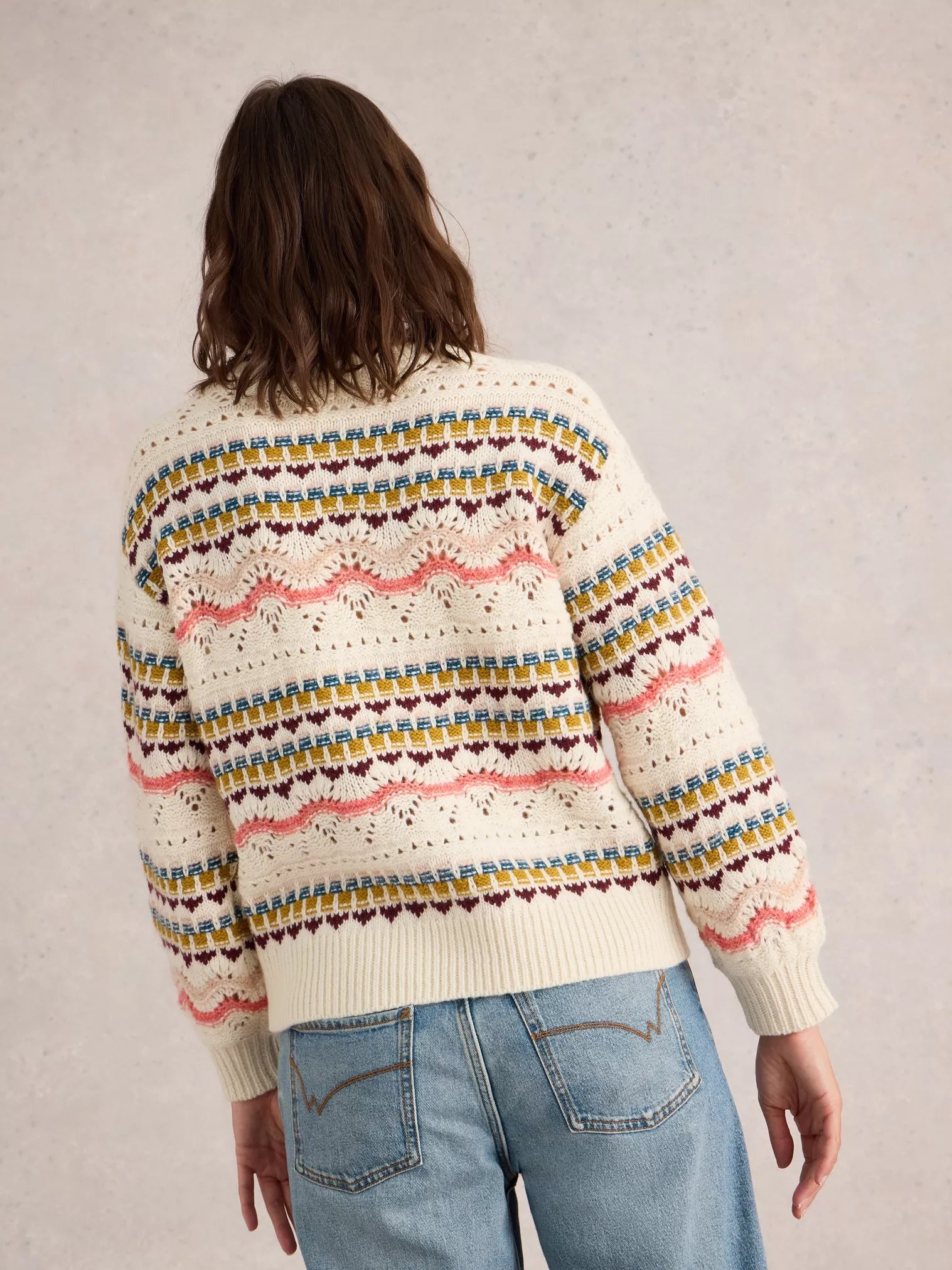 White Stuff Piper Pointelle Jumper White Multi