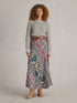 White Stuff Hope Bias Cut Maxi Skirt Teal Print