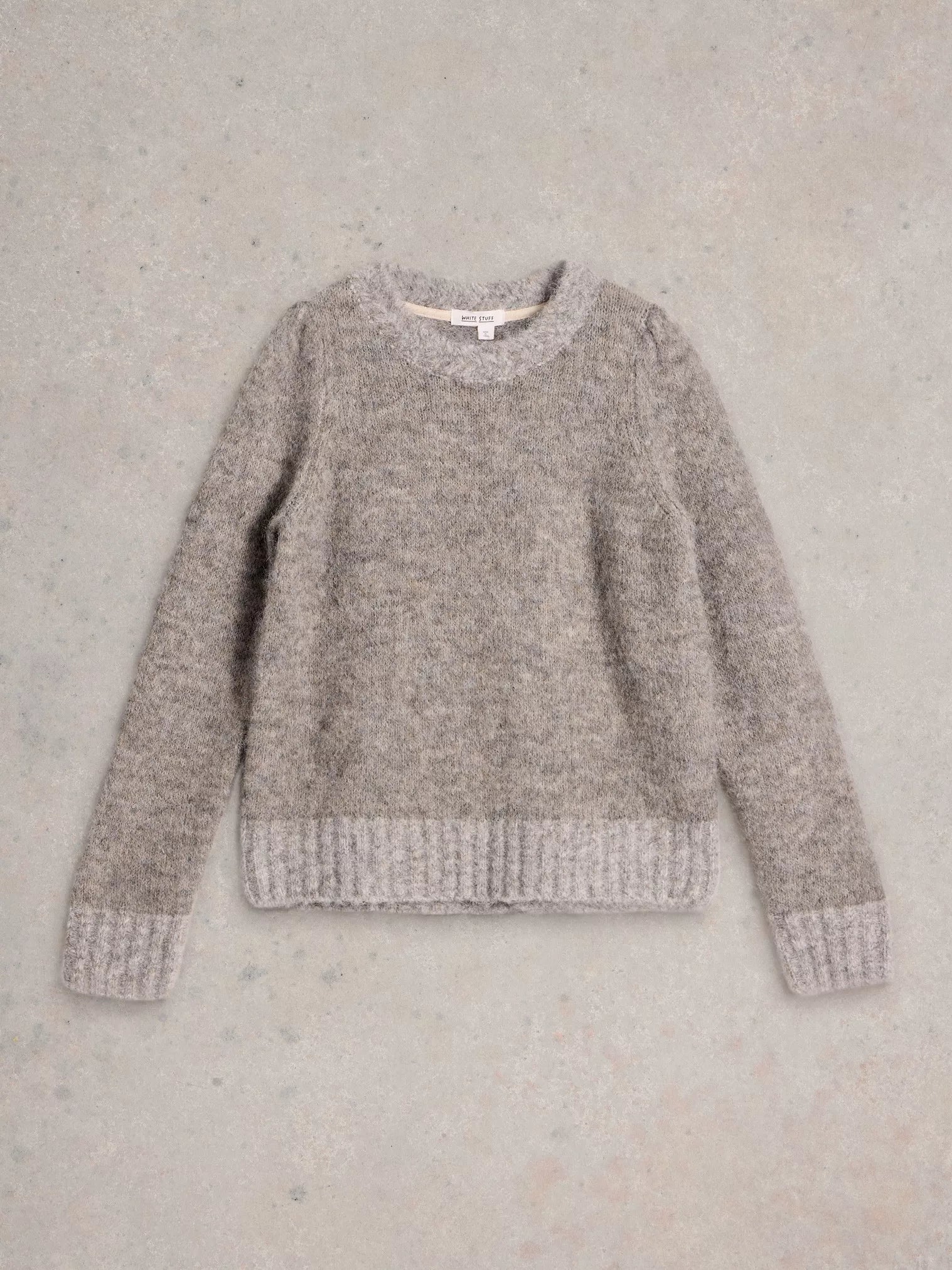 White Stuff Paige Puff Sleeve Jumper Mid Grey