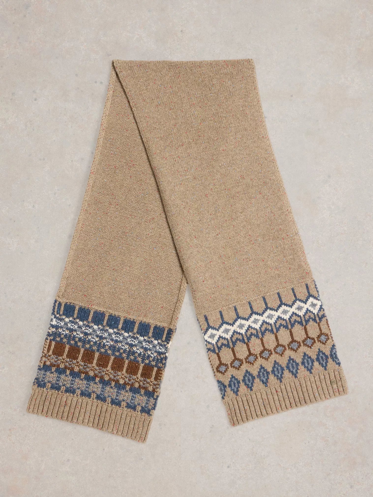 White Stuff Grove Fairisle Scarf Natural Multi