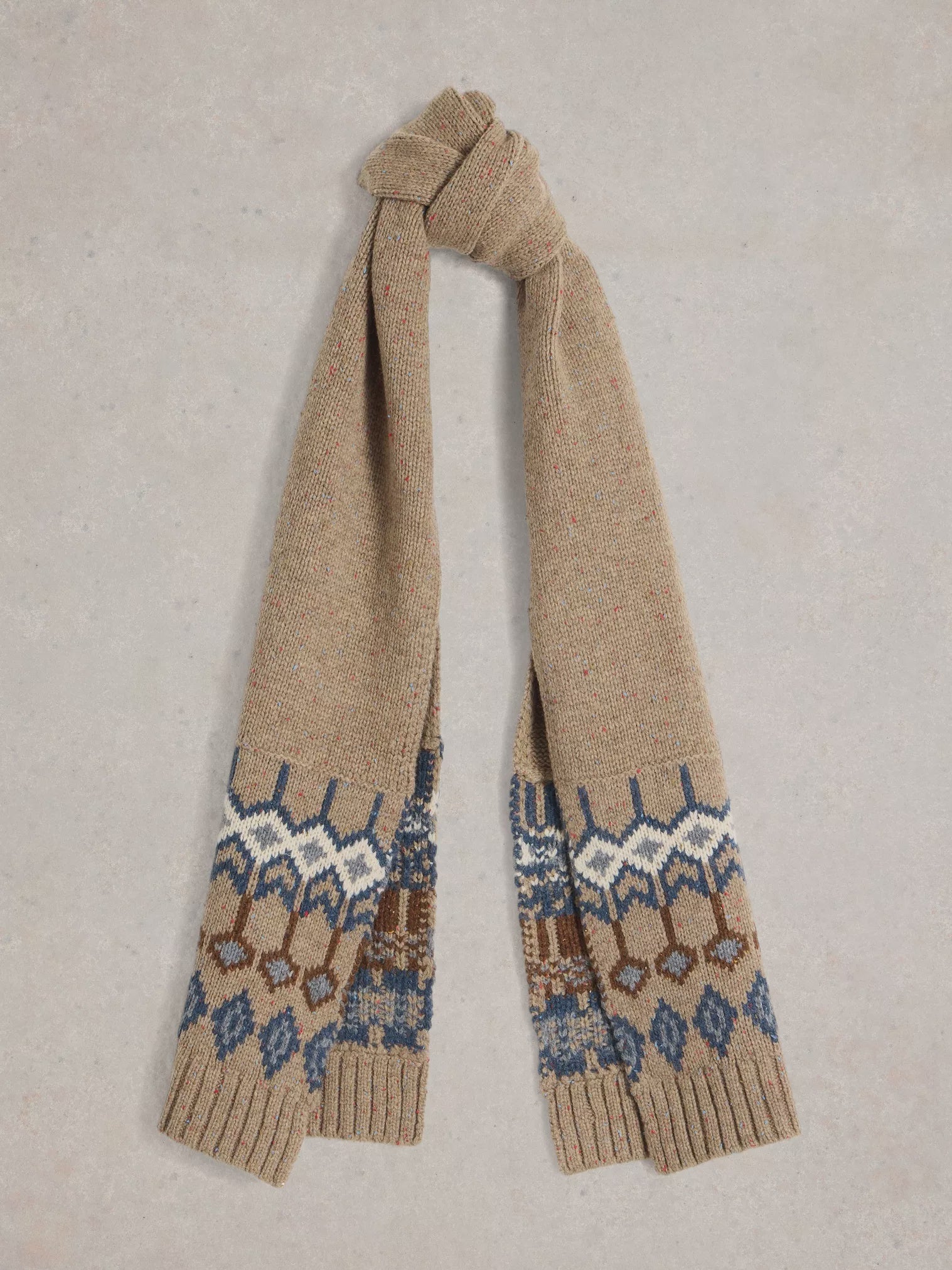 White Stuff Grove Fairisle Scarf Natural Multi