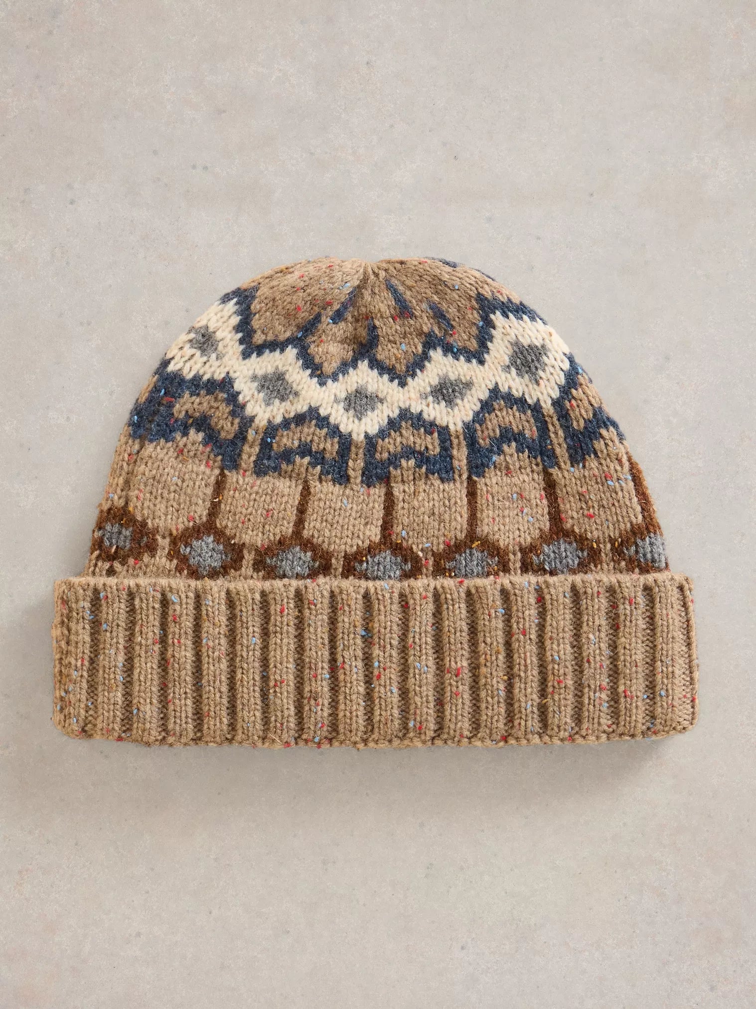 White Stuff Grove Fairisle Beanie Natural Multi