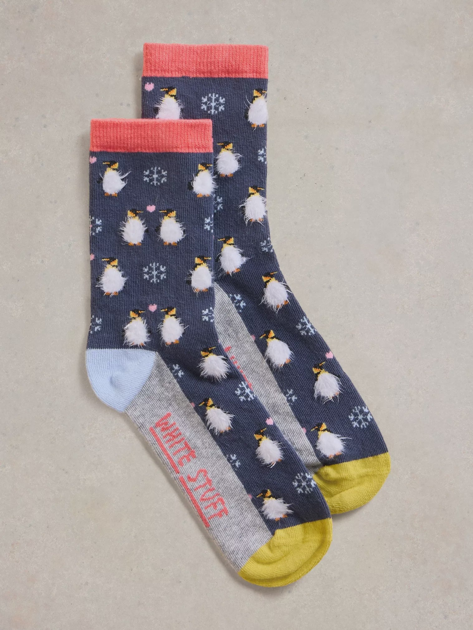 White Stuff Fluffy Penguin Ankle Sock Navy Multi