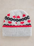 White Stuff Heart Fairisle Beanie Grey Multi