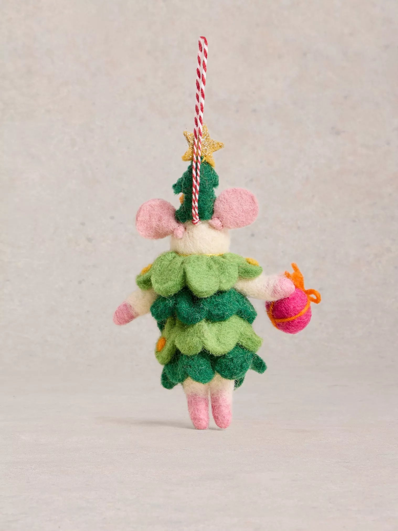 White Stuff Xmas Tree Mouse Hanging Dec Green Multi