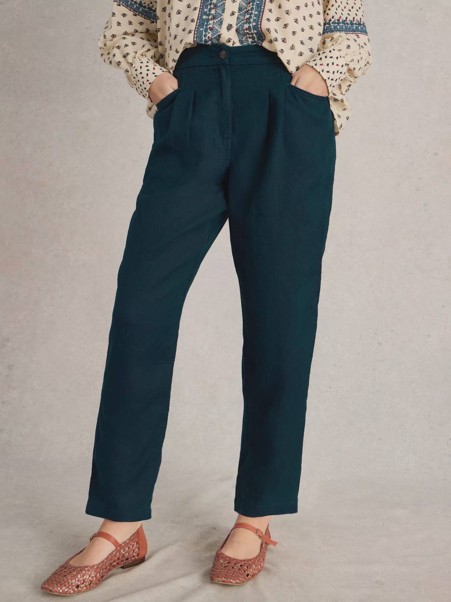 White Stuff Rowena Linen Trouser Dark Navy