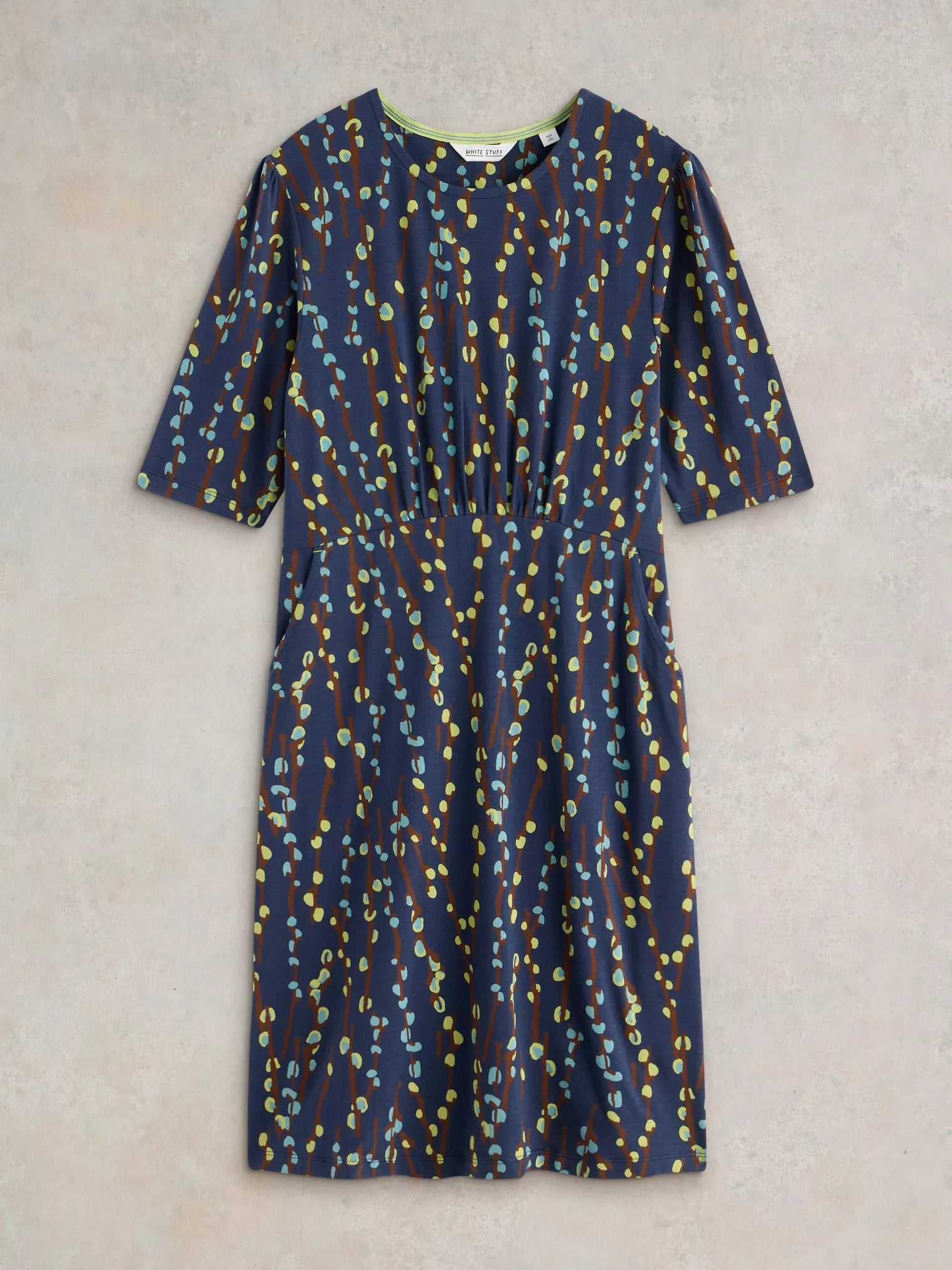 White Stuff Olivia Jersey Dress Navy Print