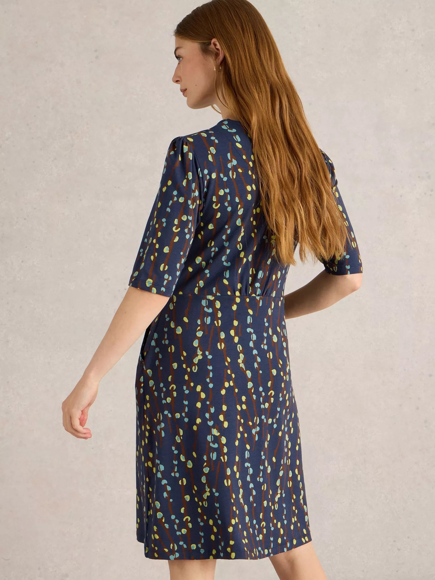 White Stuff Olivia Jersey Dress Navy Print