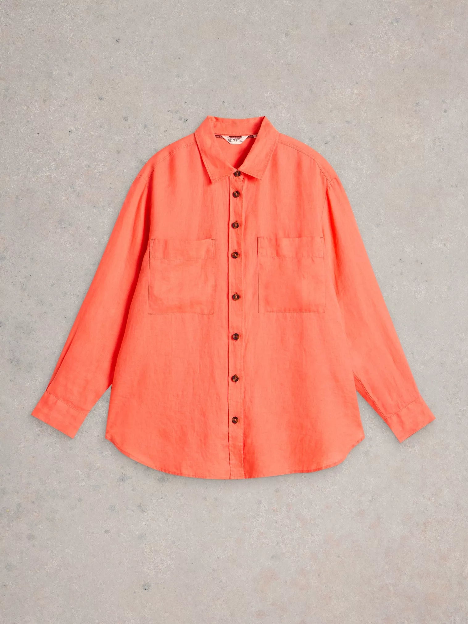 White Stuff Lydia Linen Shirt Bright Orange