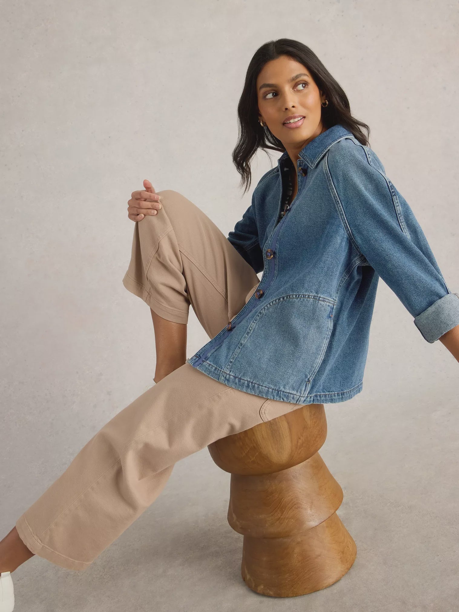 White Stuff Eden Denim Jacket Mid Denim