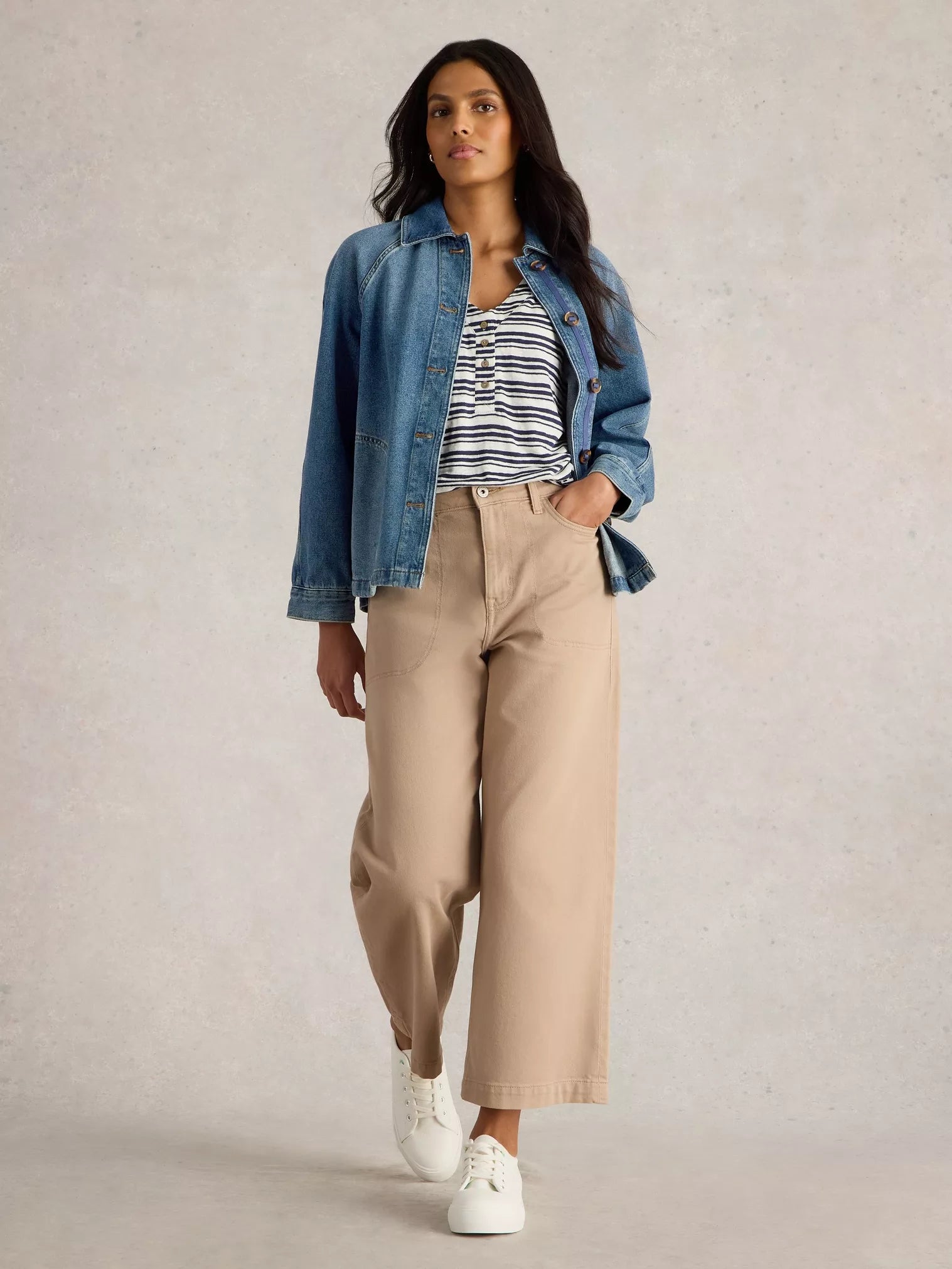 White Stuff Eden Denim Jacket Mid Denim