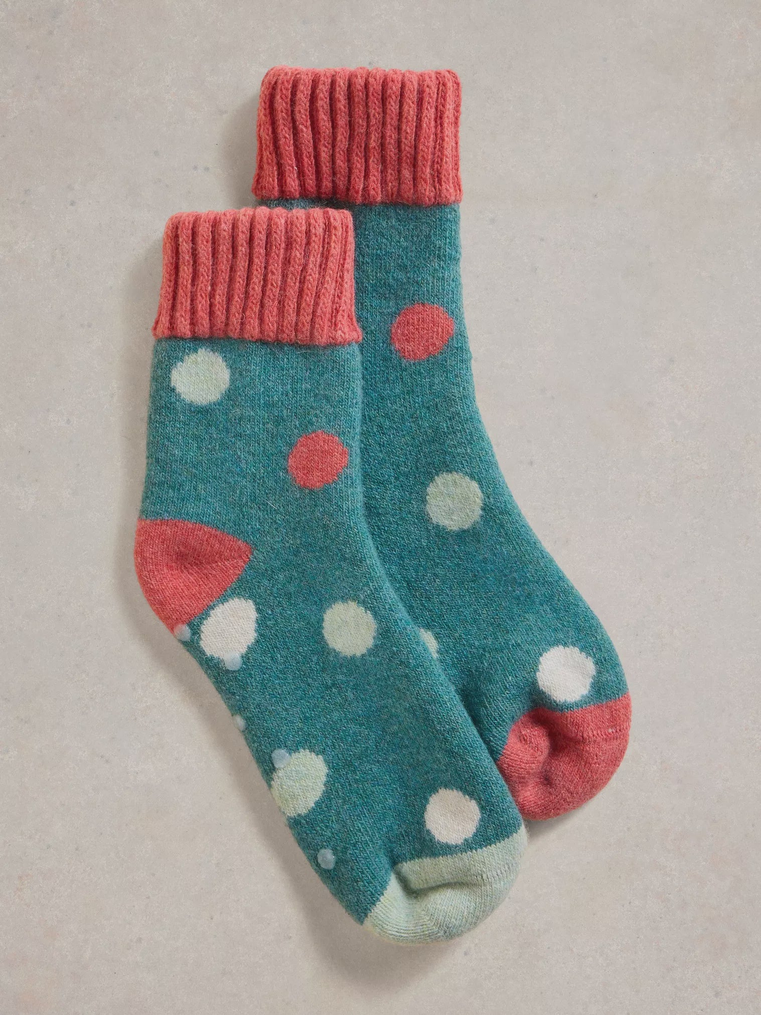 White Stuff Dotty Loopback Sock Teal Multi