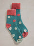 White Stuff Dotty Loopback Sock Teal Multi