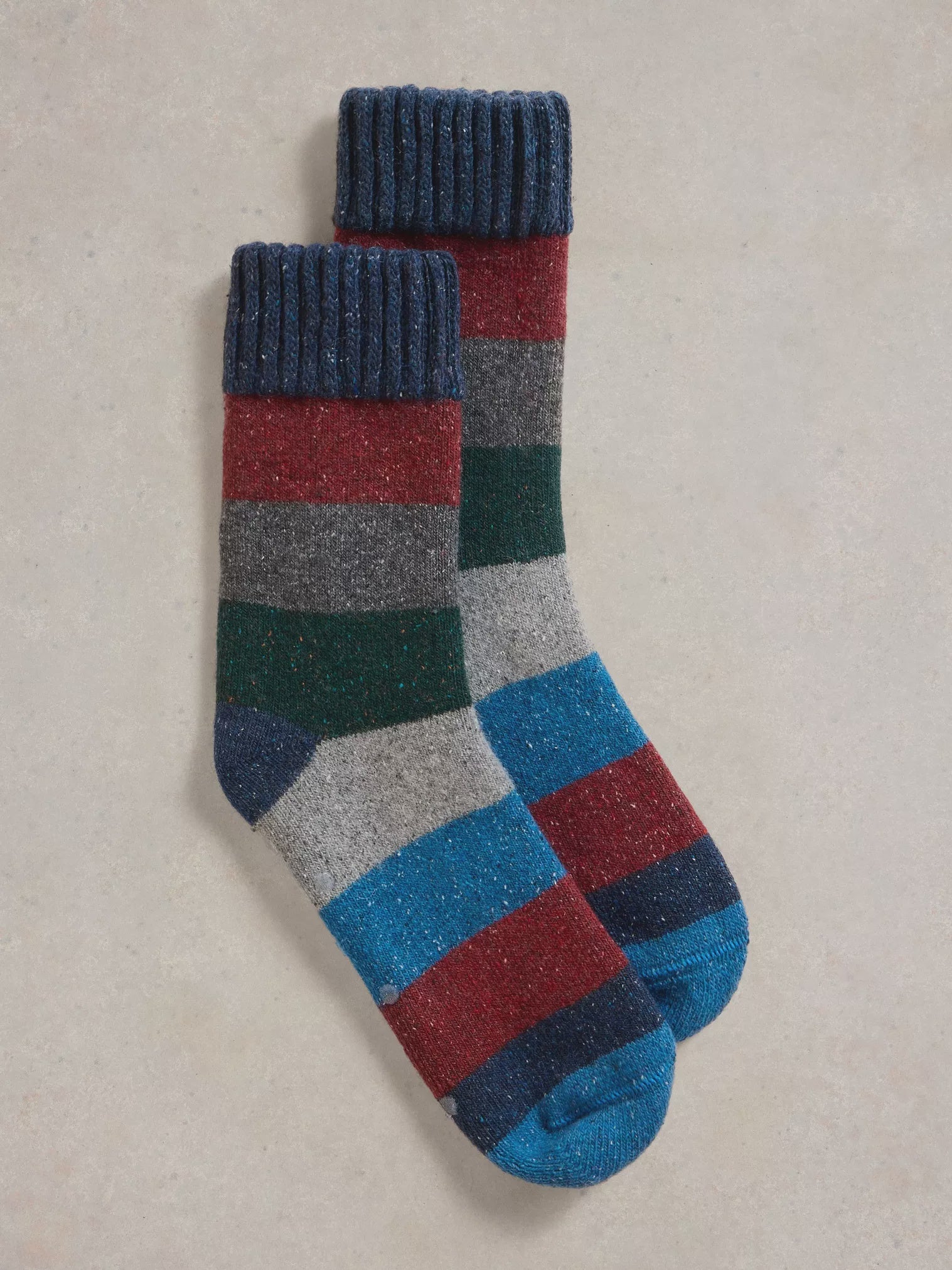 White Stuff Neppy Stripe Loopback Sock Grey Multi