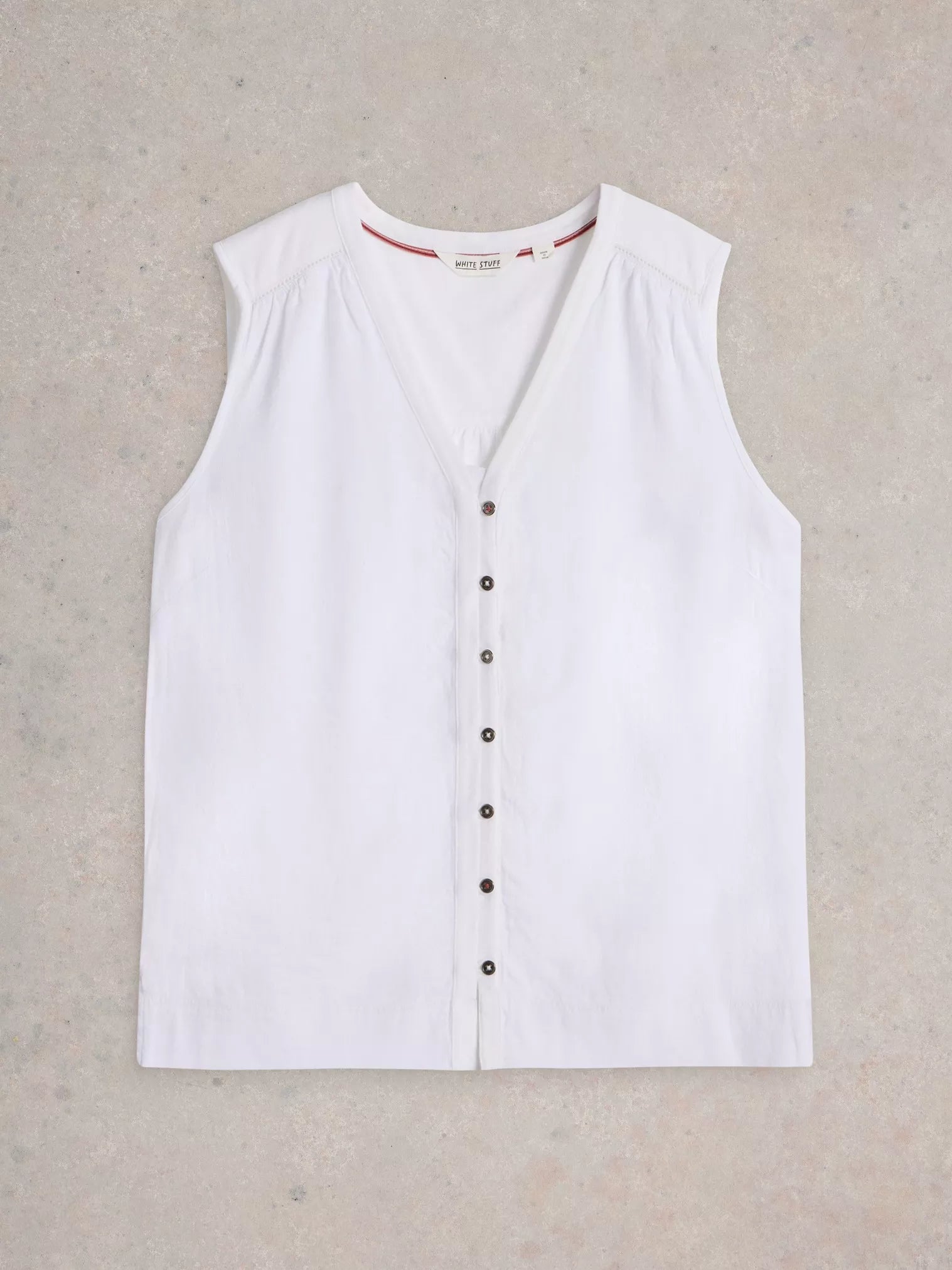 White Stuff Delilah Button Top Brilliant White