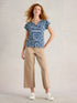 White Stuff Nelly Notch Neck Tee Blue Mlt