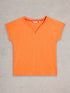 White Stuff Nelly Notch Neck Tee Bright Orange