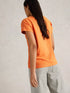 White Stuff Nelly Notch Neck Tee Bright Orange