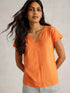 White Stuff Nelly Notch Neck Tee Bright Orange