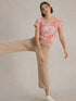 White Stuff Nelly Notch Neck Tee Coral Multi