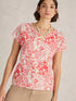 White Stuff Nelly Notch Neck Tee Coral Multi