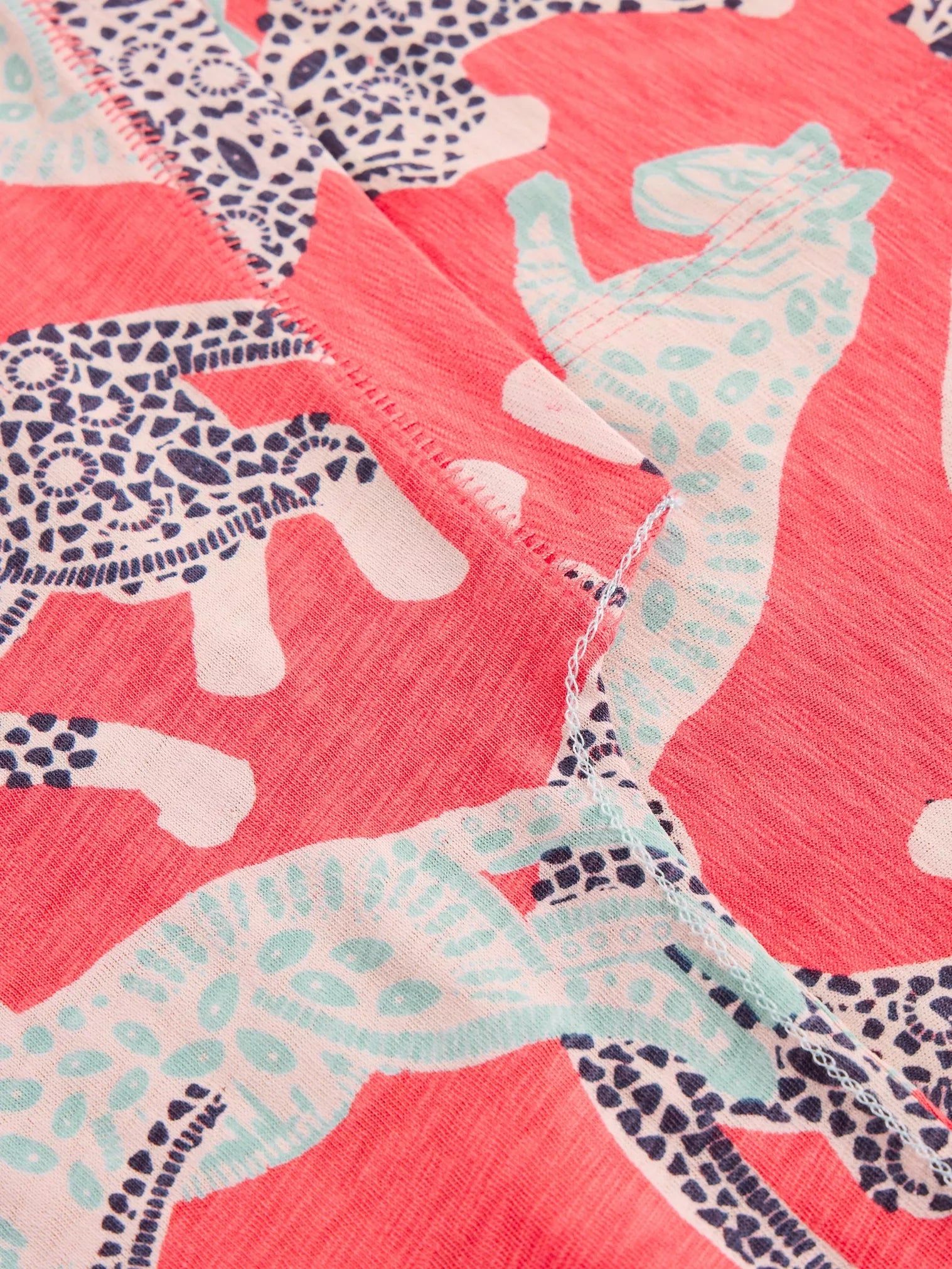 White Stuff Nelly Notch Neck Tee Coral Pr