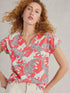 White Stuff Nelly Notch Neck Tee Coral Pr