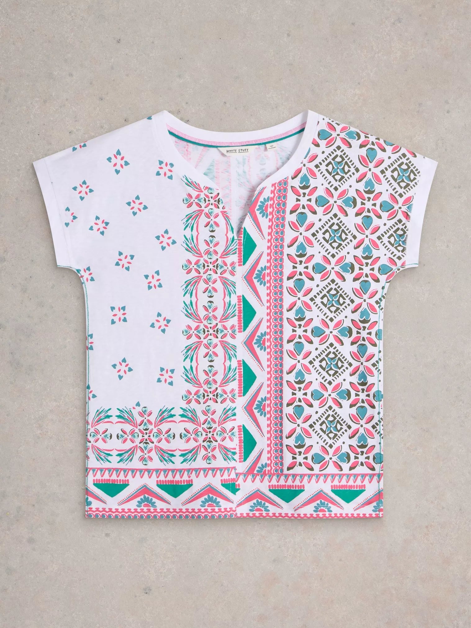 White Stuff Nelly Notch Neck Tee White Print Buy 2 for £40