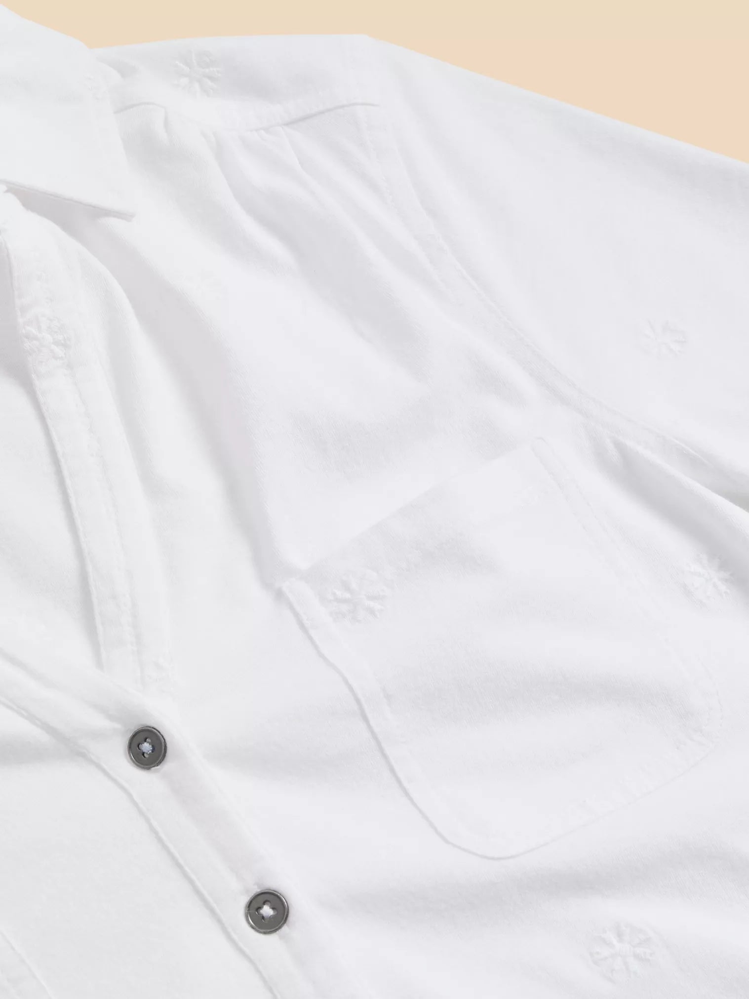 White Stuff Annie Ss Embroidered Shirt Brilliant White