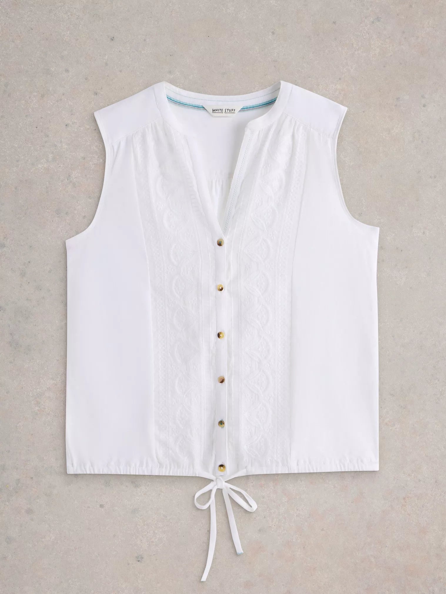 White Stuff Tulip Sleeveless Shirt Brilliant White