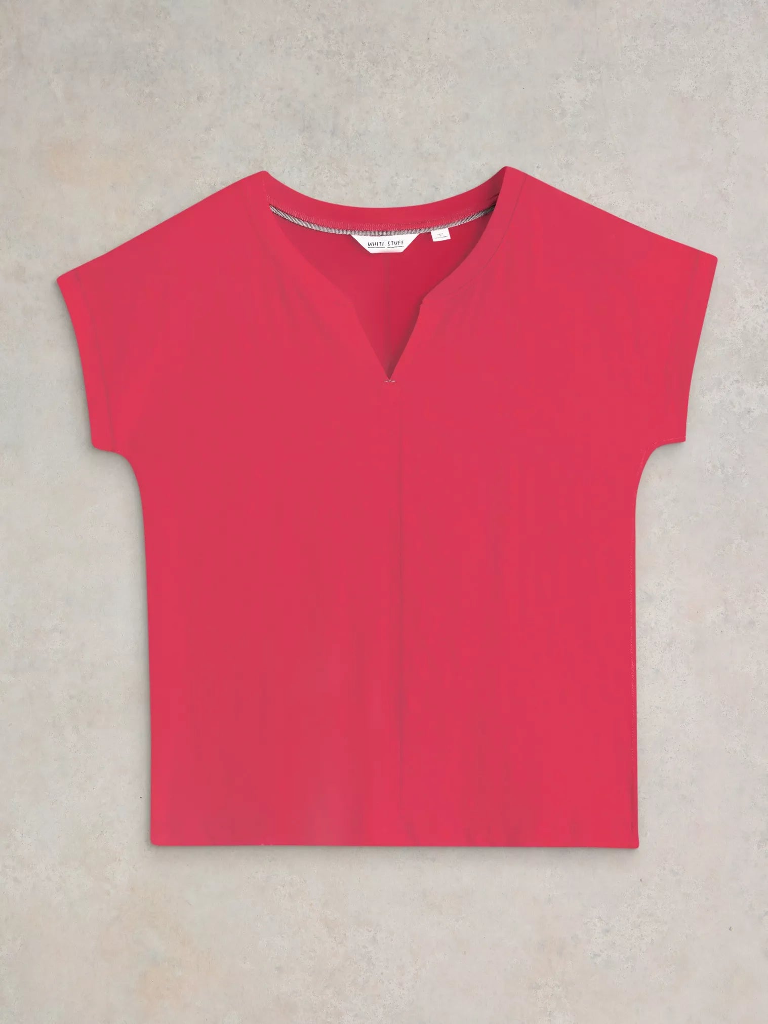 White Stuff Nelly Notch Neck Tee Bright Pink