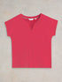 White Stuff Nelly Notch Neck Tee Bright Pink