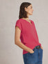 White Stuff Nelly Notch Neck Tee Bright Pink