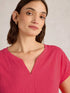 White Stuff Nelly Notch Neck Tee Bright Pink