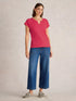 White Stuff Nelly Notch Neck Tee Bright Pink