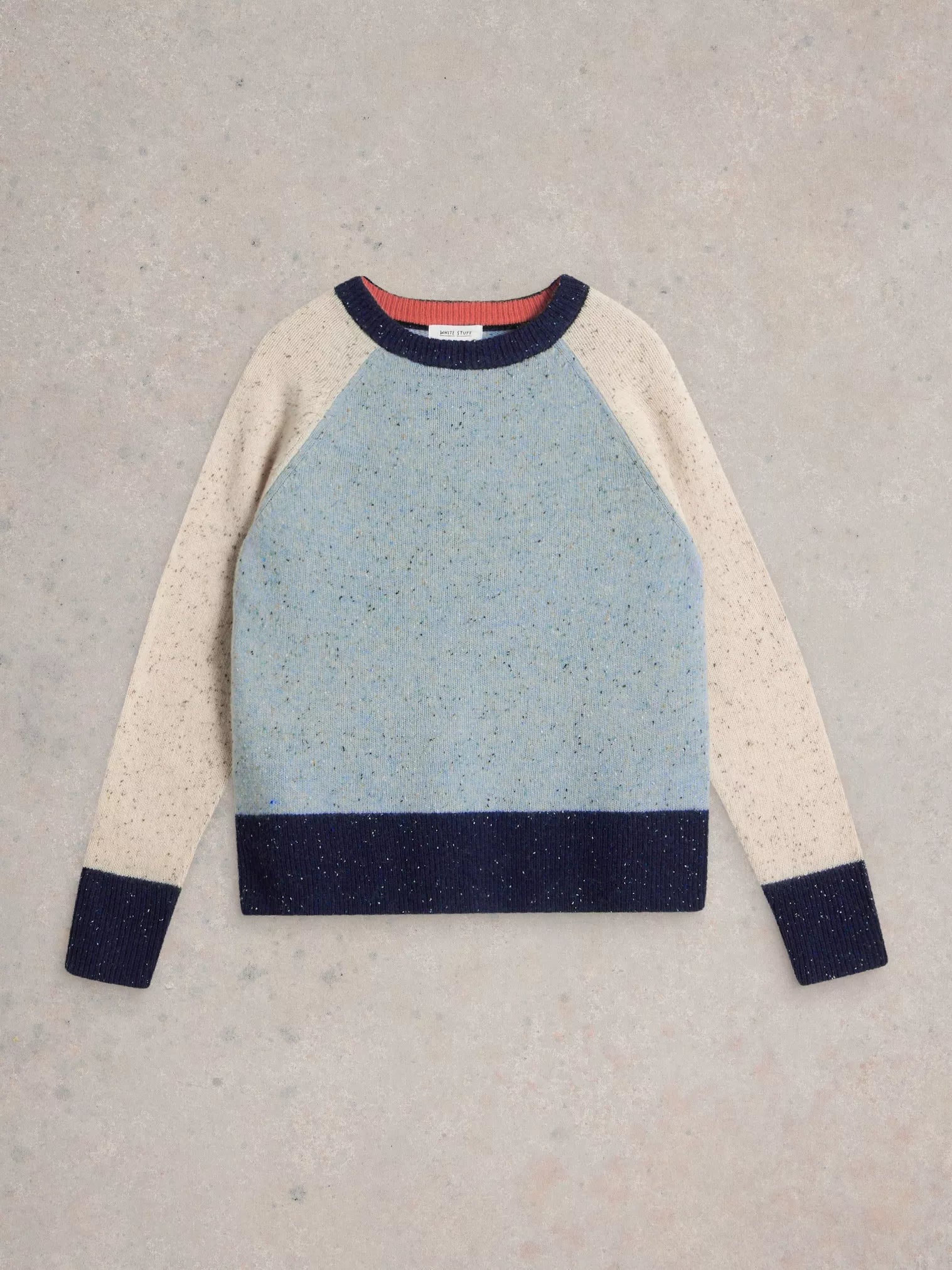 White Stuff Colourblock Nep Jumper Blue Multi