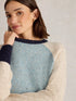 White Stuff Colourblock Nep Jumper Blue Multi