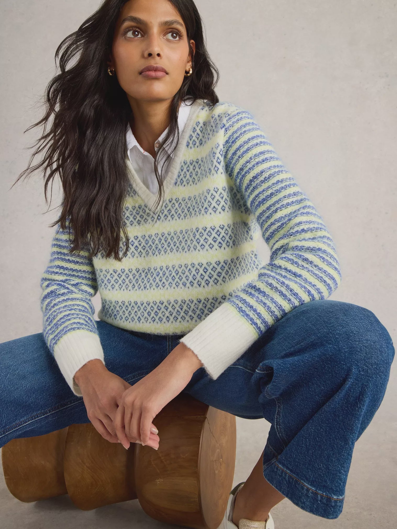 White Stuff Sammy Stripe Jumper Blue Multi