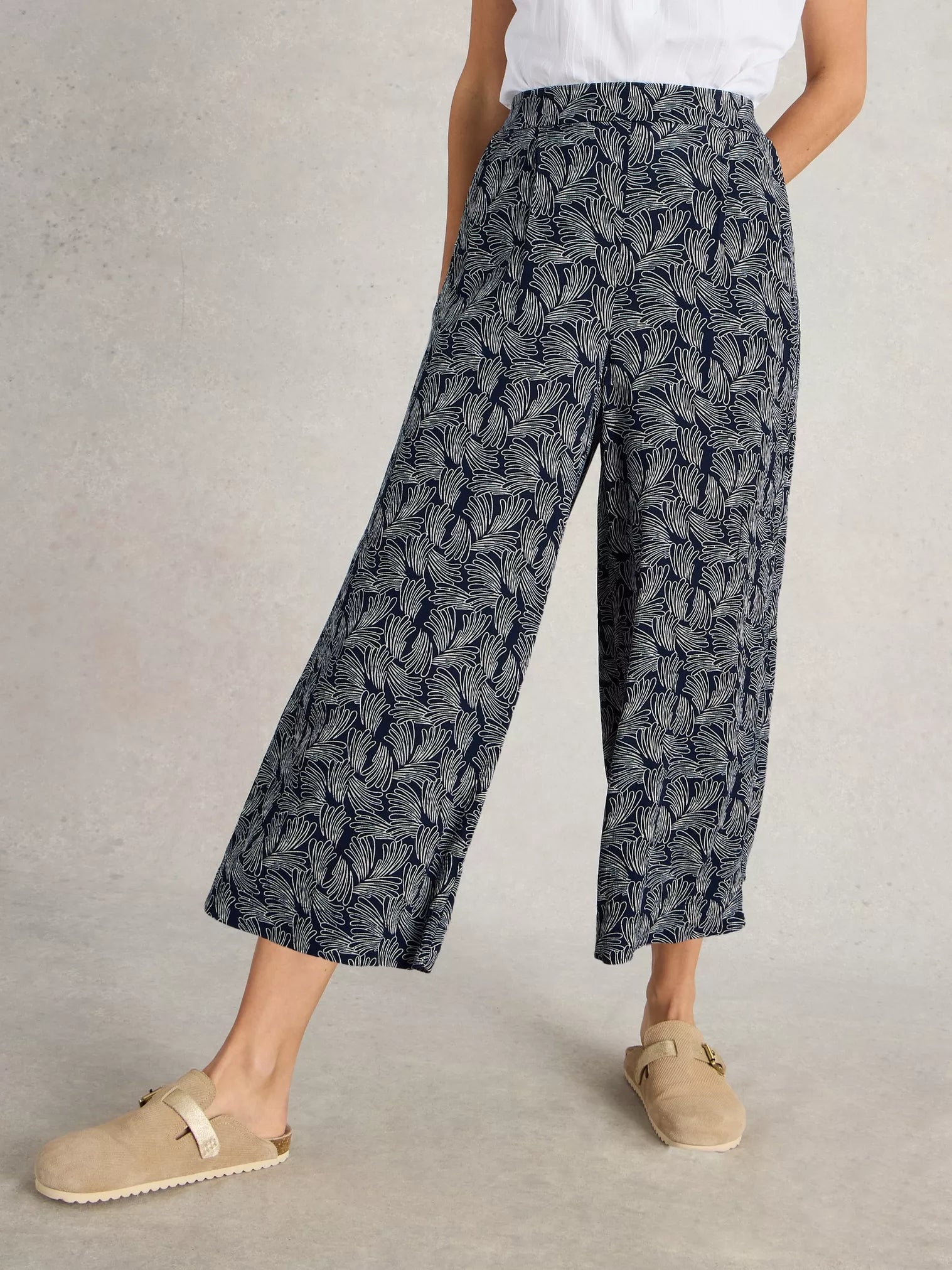 White Stuff Lisette Crinkle Culotte Navy Pr