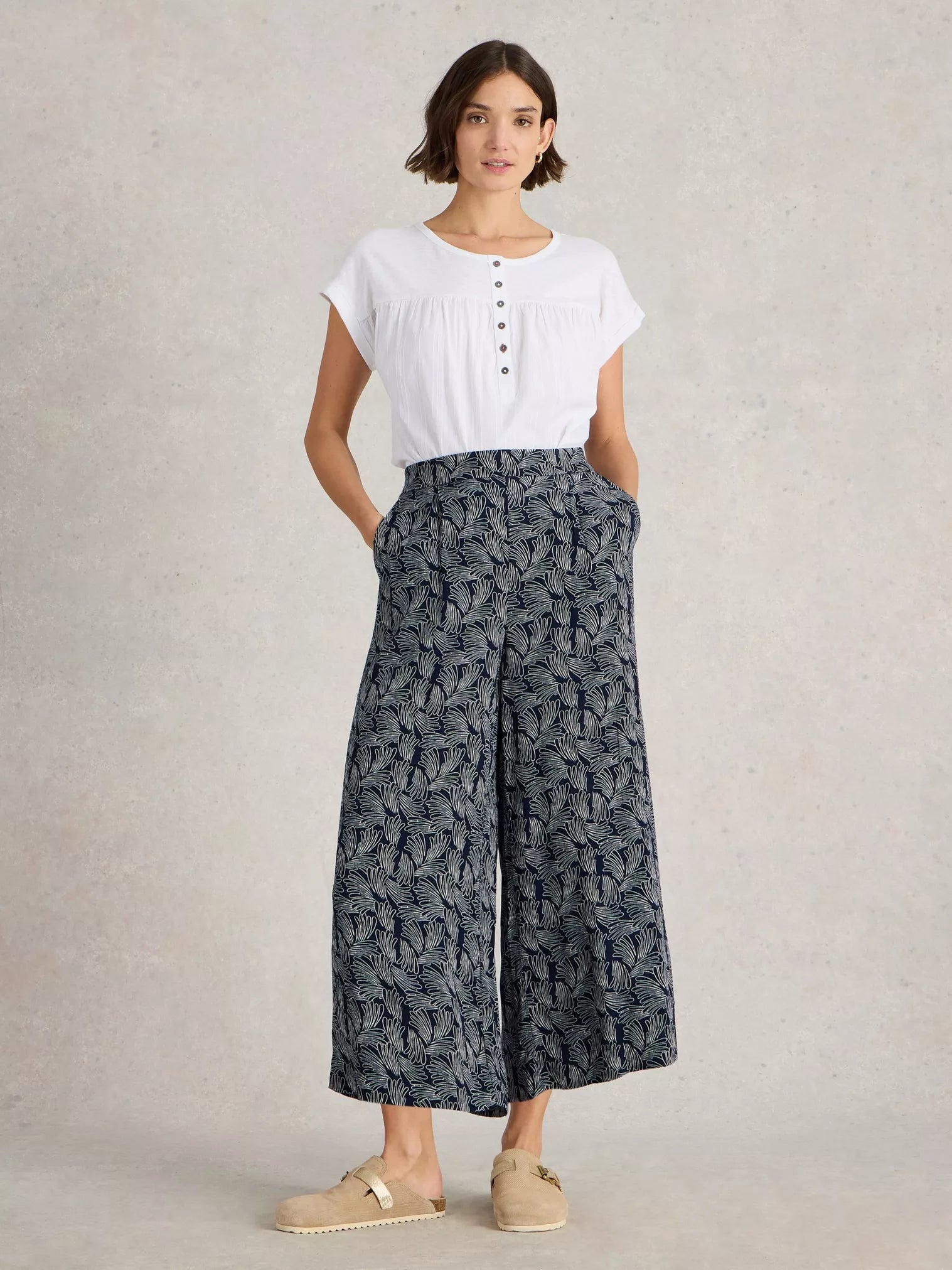 White Stuff Lisette Crinkle Culotte Navy Pr