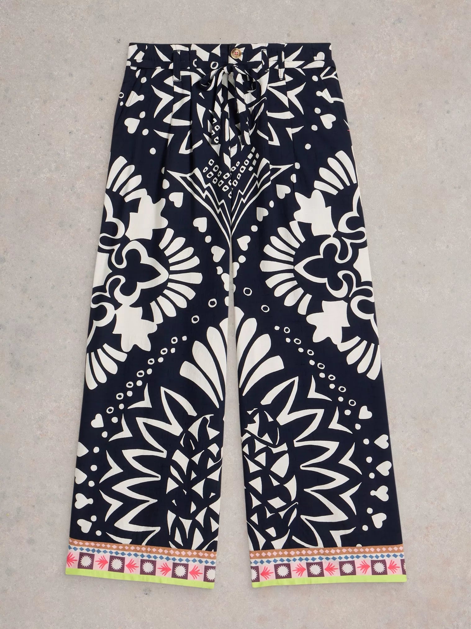 White Stuff Farah Wide Leg Trouser Navy Multi